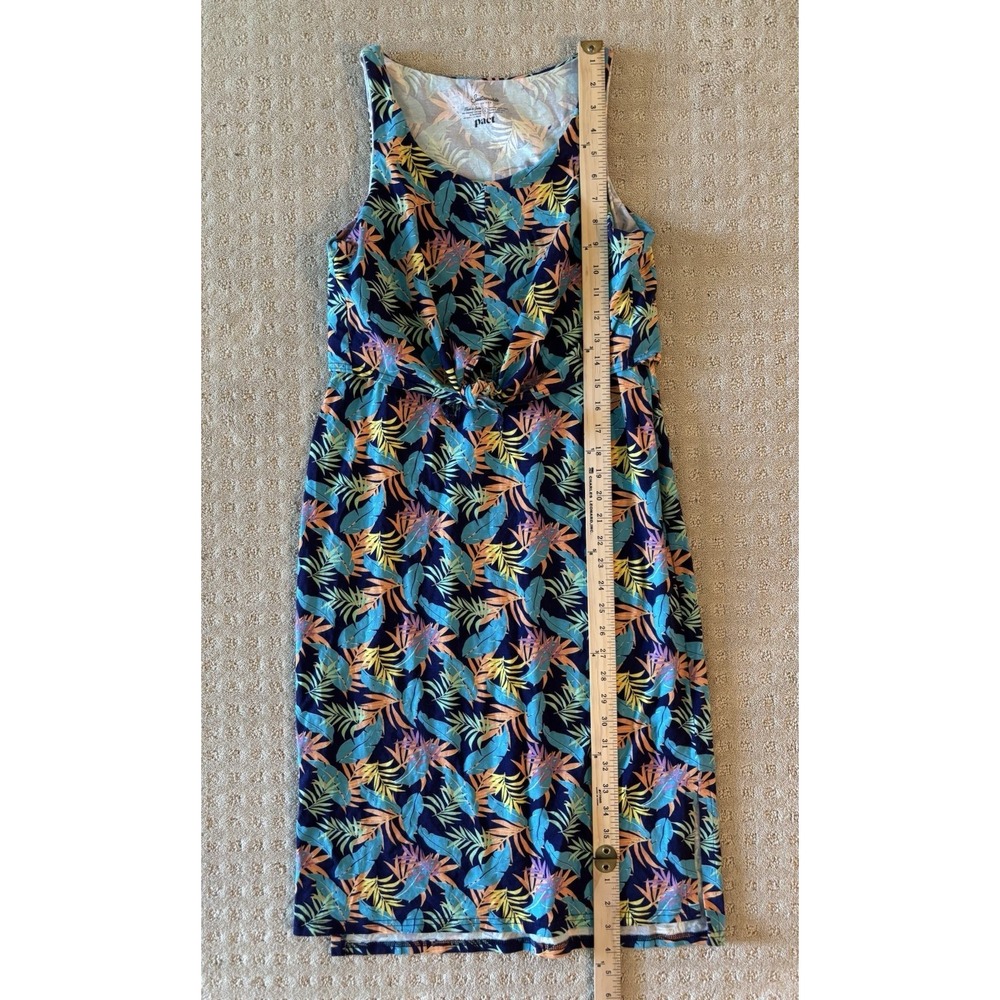 Pact Organic Cotton Tie Front Tank Dress Sz S Tropical Resortwear Momcore Chic - Picture 8 of 8